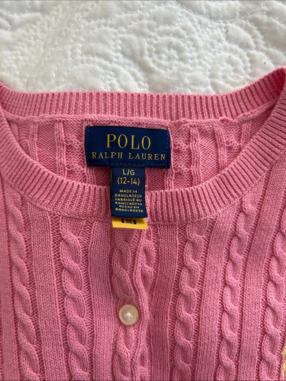 Ralph Lauren Pink Cable-Knit Button Cardigan